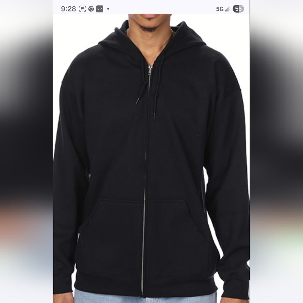 Gildan Black Zip-Up Hooded Sweatshirt